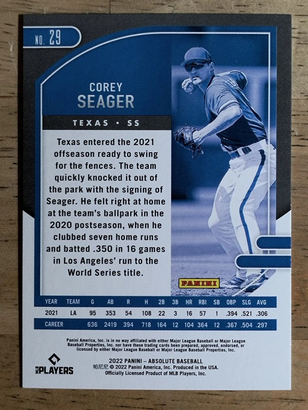 2022 Absolute Holo Silver #29 Corey Seager