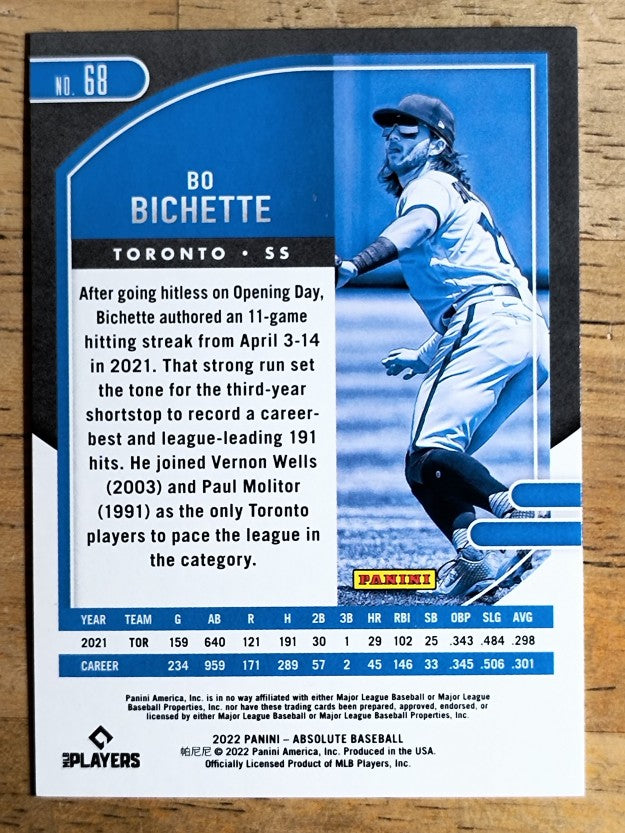 2022 Absolute Spectrum Blue #68 Bo Bichette