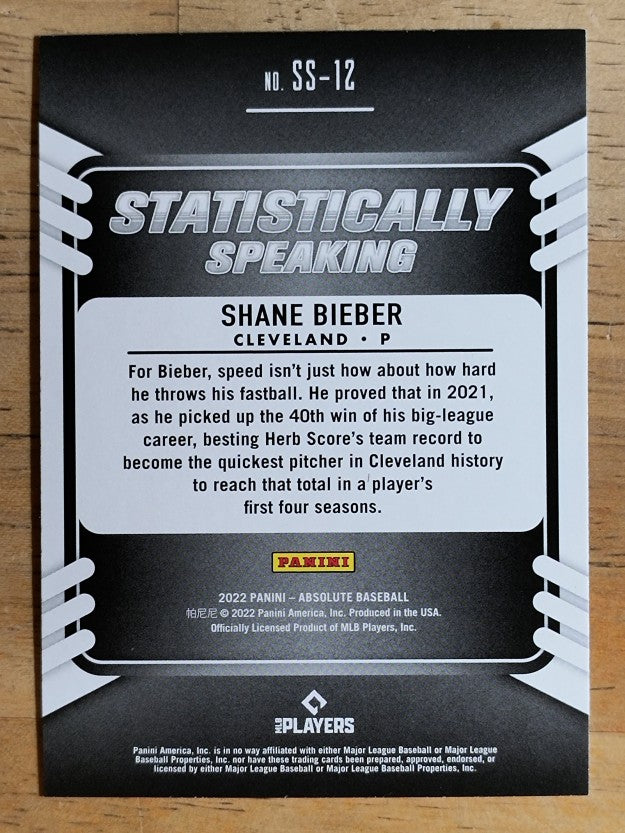 2022 Absolute Statistically Speaking #12 Shane Bieber