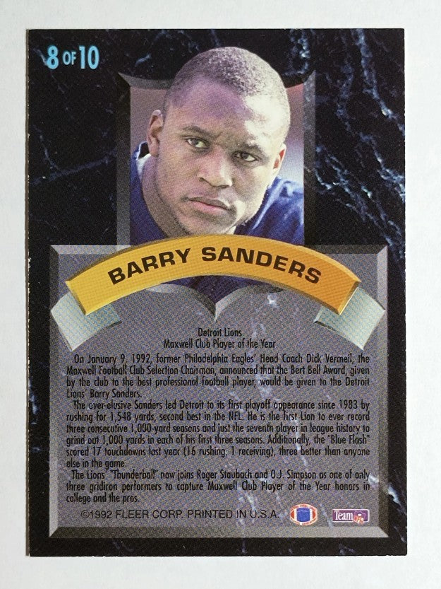 1992 Ultra Award Winners #8 Barry Sanders