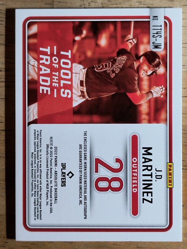 2022 Absolute Tools Trade 4 Swatch Signatures Spectrum Gold #13 J.D. Martinez/5