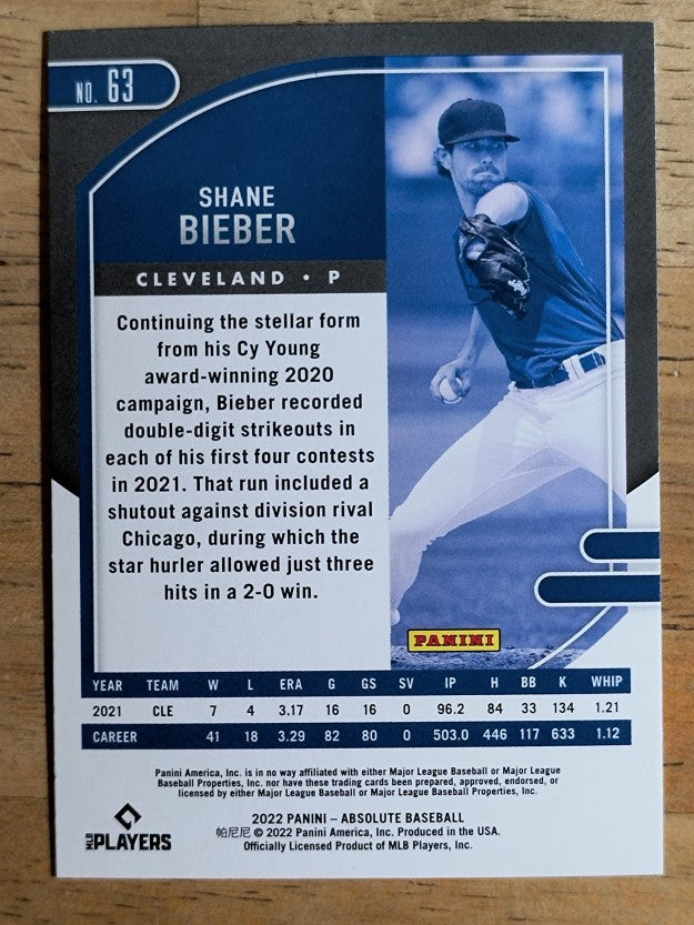 2022 Absolute #63 Shane Bieber