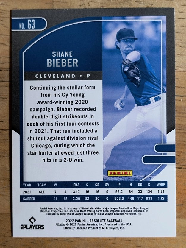 2022 Absolute #63 Shane Bieber