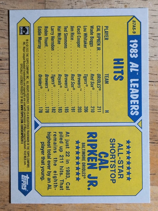 2022 Topps '87 Topps All-Star #87AS9 Cal Ripken Jr.