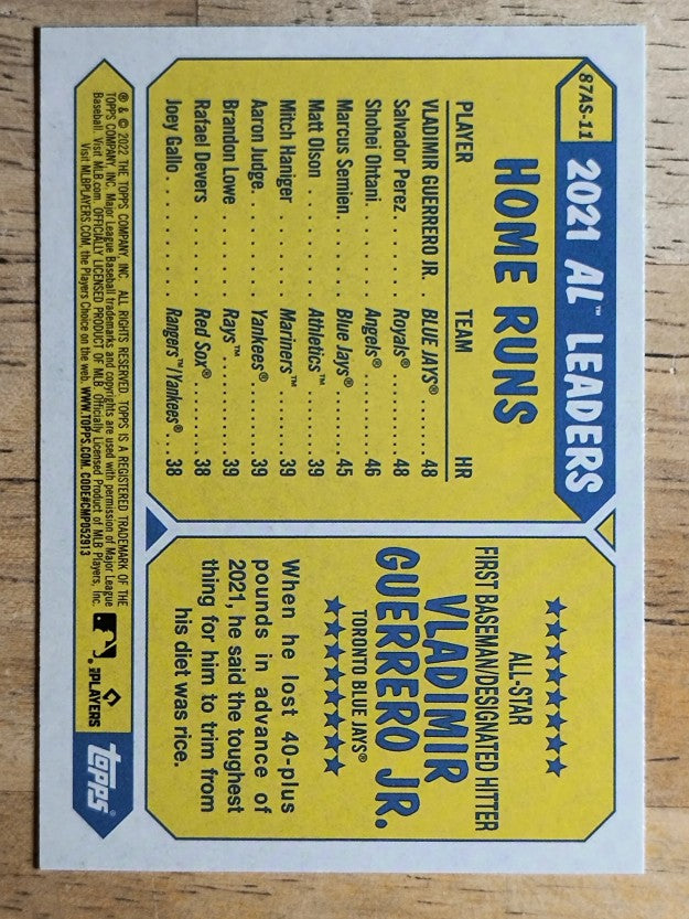 2022 Topps '87 Topps All-Star #87AS11 Vladimir Guerrero Jr.