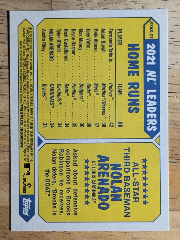 2022 Topps '87 Topps All-Star #87AS21 Nolan Arenado