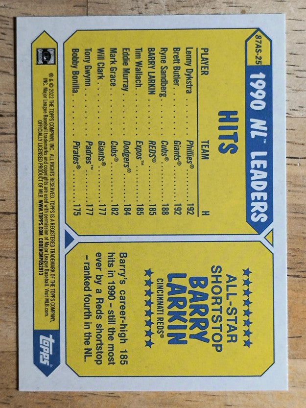 2022 Topps '87 Topps All-Star #87AS25 Barry Larkin