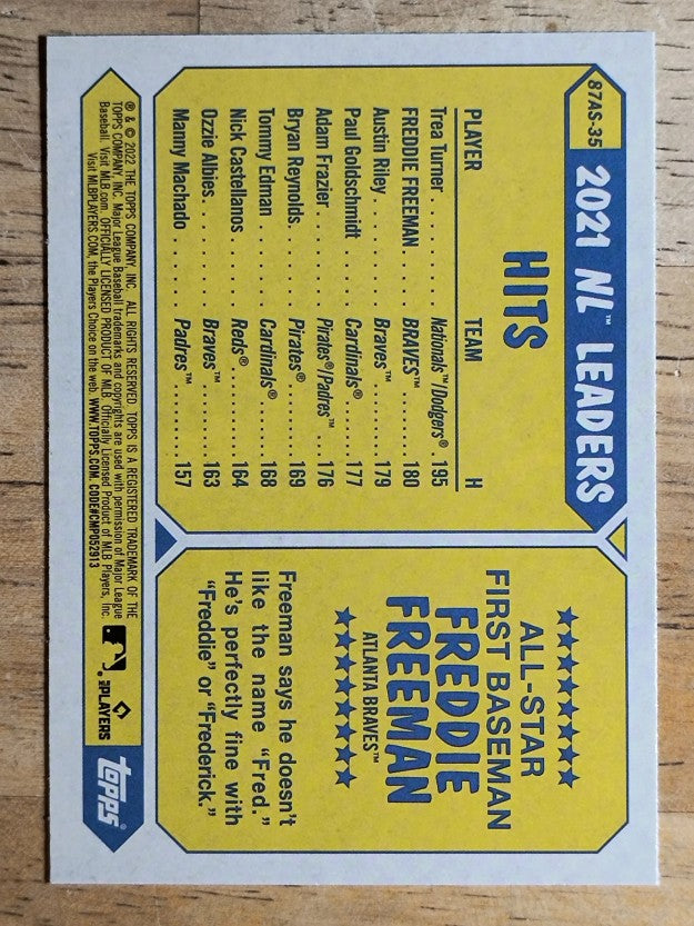2022 Topps '87 Topps All-Star #87AS35 Freddie Freeman