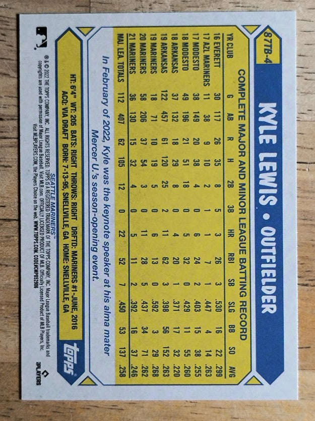 2022 Topps '87 Topps Series 2 #87TB4 Kyle Lewis