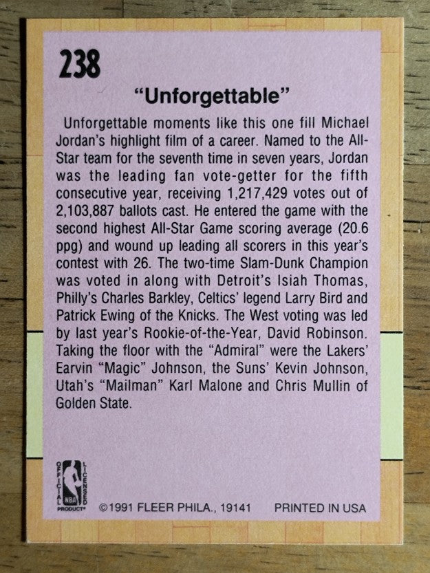 1991-92 Fleer #238 Michael Jordan ASG