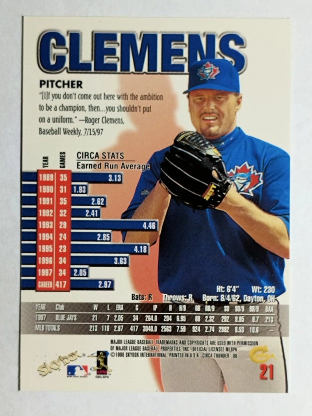 1998 Circa Thunder #21 Roger Clemens