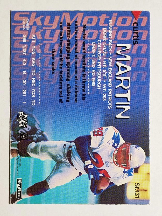 1996 SkyBox SkyMotion #31 Curtis Martin