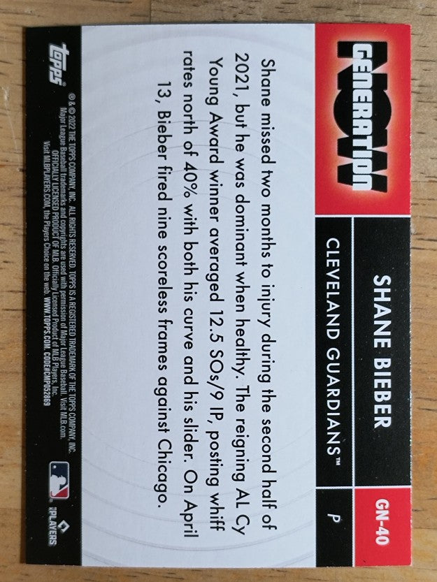 2022 Topps Generation Now #GN40 Shane Bieber