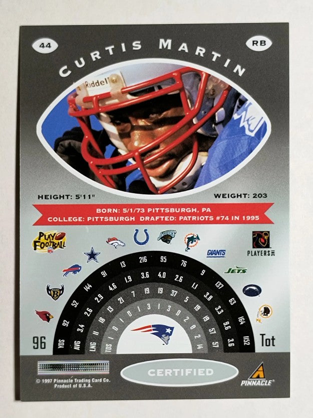 1997 Pinnacle Certified #44 Curtis Martin