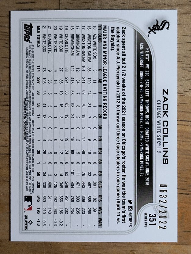 2022 Topps Gold #351 Zack Collins