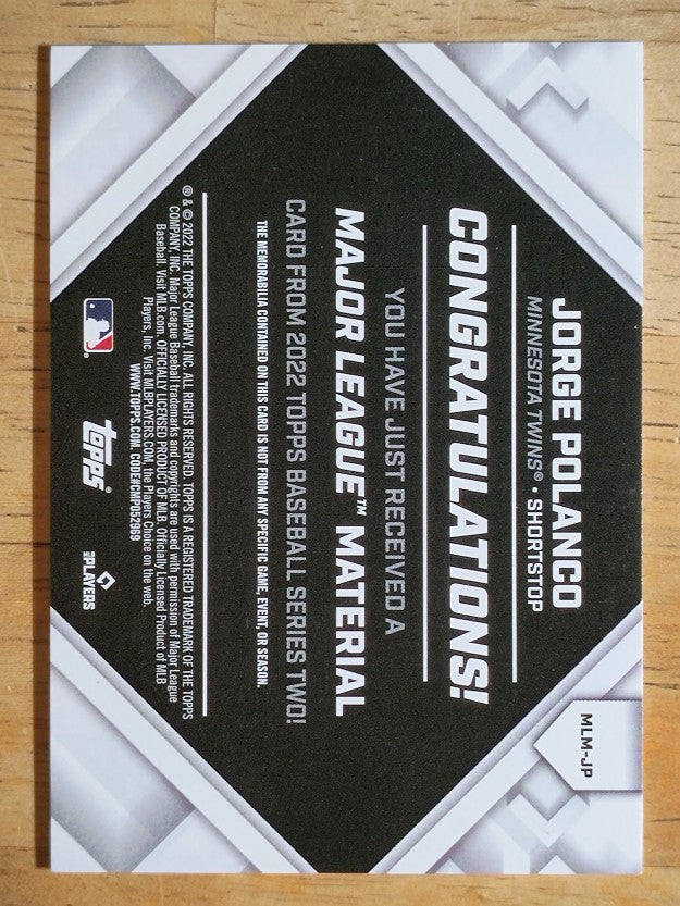2022 Topps Major League Materials #MLMJP Jorge Polanco S2