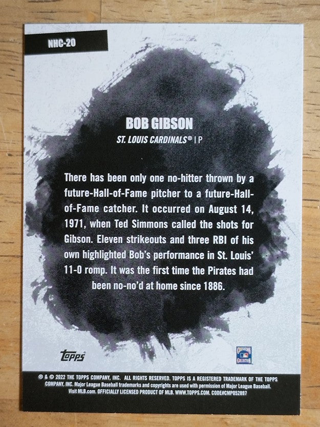 2022 Topps No-Hit Club #NHC20 Bob Gibson
