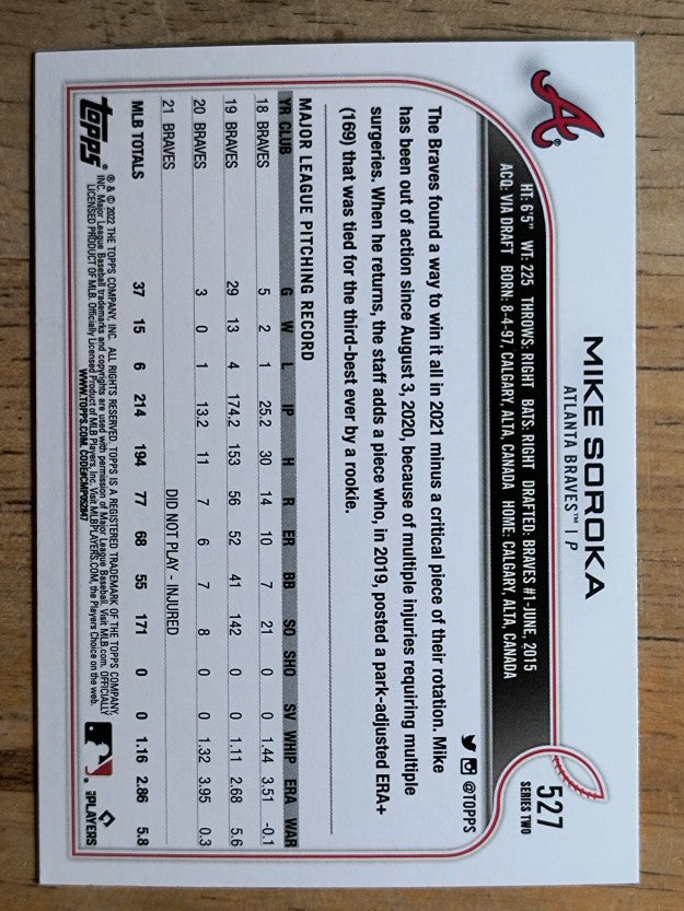 2022 Topps Rainbow Foil #527 Mike Soroka