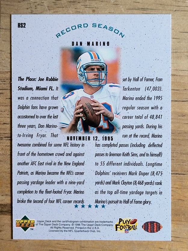 1996 Upper Deck Silver Dan Marino #RS2 Dan Marino