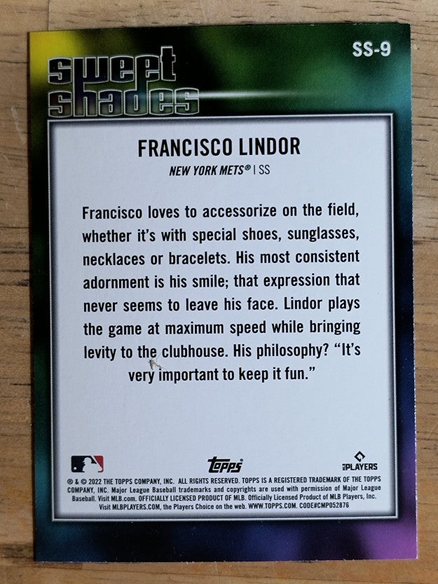 2022 Topps Sweet Shades #SS9 Francisco Lindor
