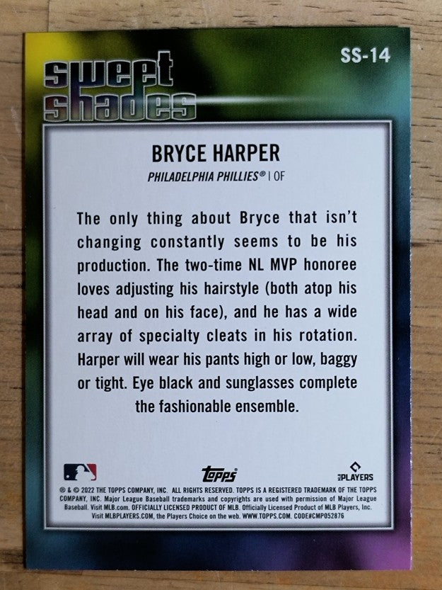 2022 Topps Sweet Shades #SS14 Bryce Harper