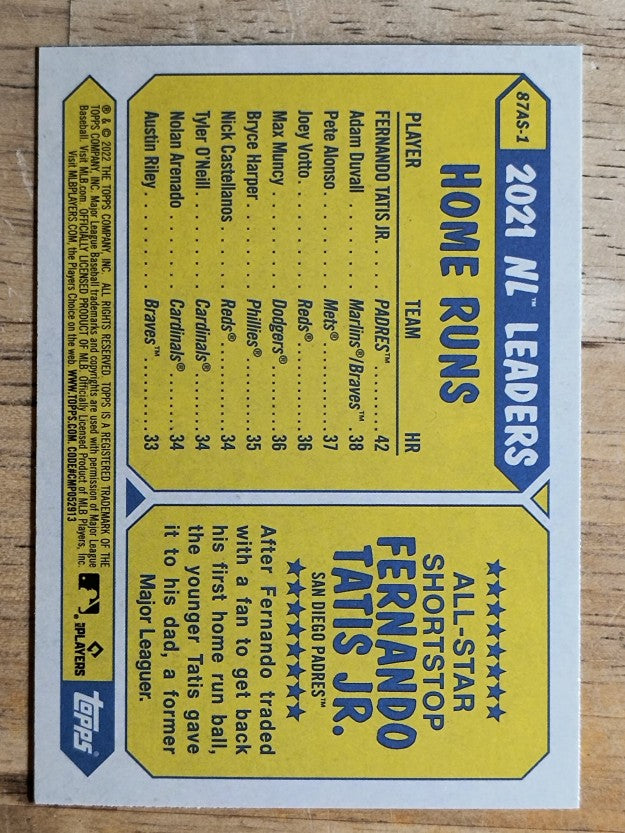 2022 Topps '87 Topps All-Star #87AS1 Fernando Tatis Jr.
