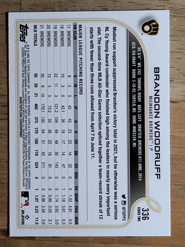 2022 Topps #336 Brandon Woodruff