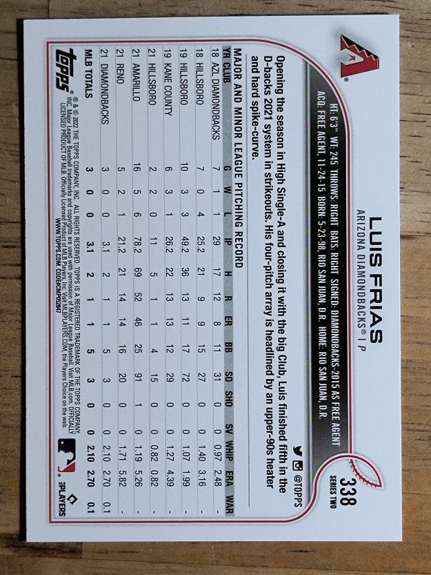 2022 Topps #338 Luis Frias RC