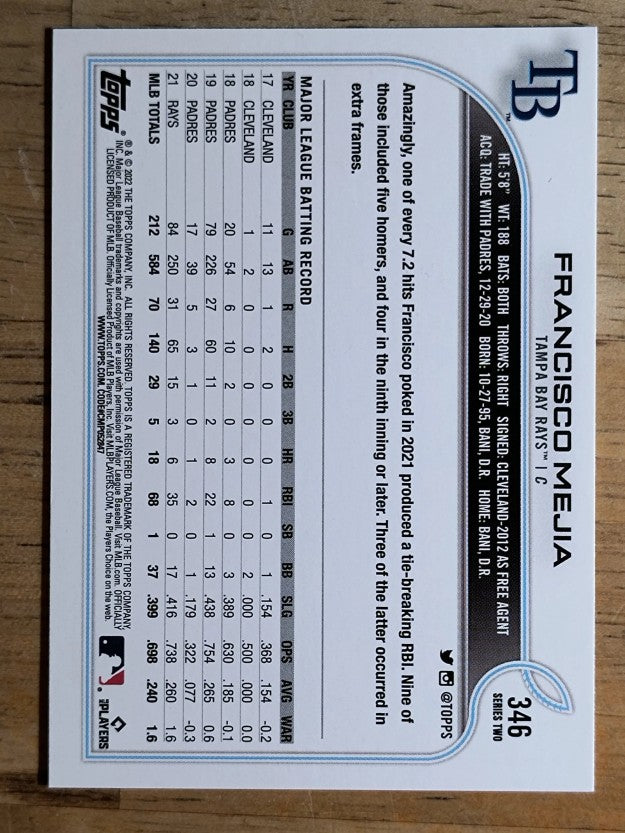 2022 Topps #346 Francisco Mejia