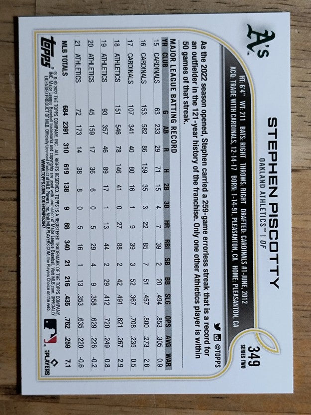 2022 Topps #349 Stephen Piscotty