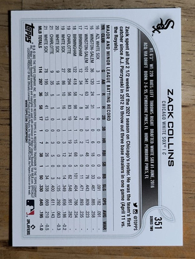 2022 Topps #351 Zack Collins