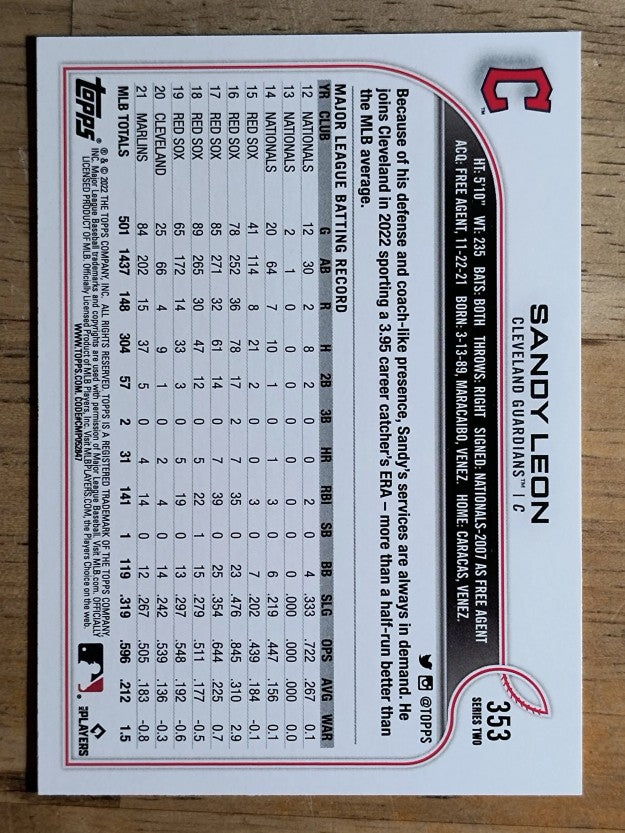 2022 Topps #353 Sandy Leon