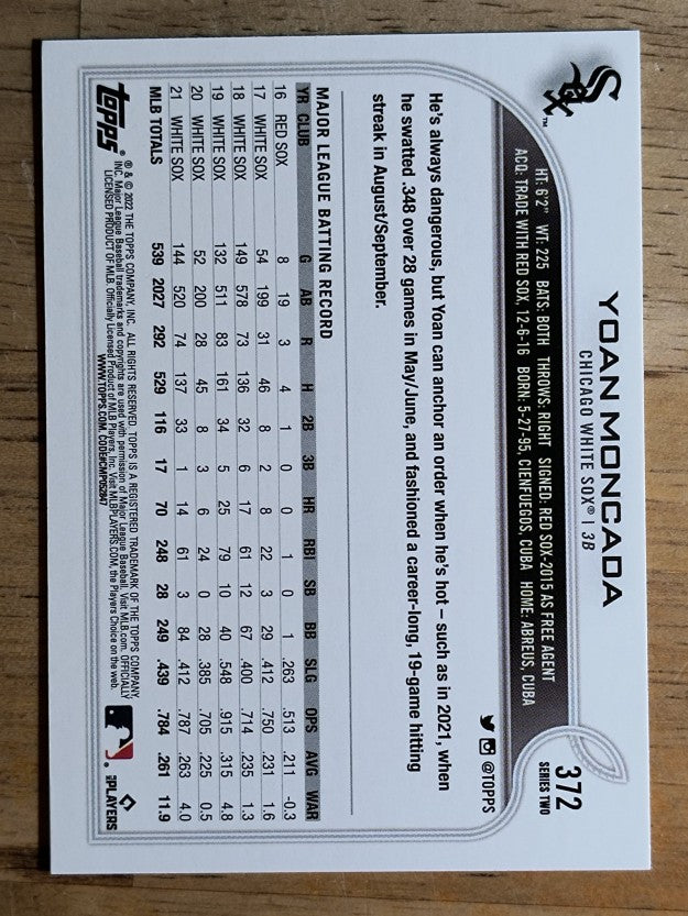 2022 Topps #372 Yoan Moncada