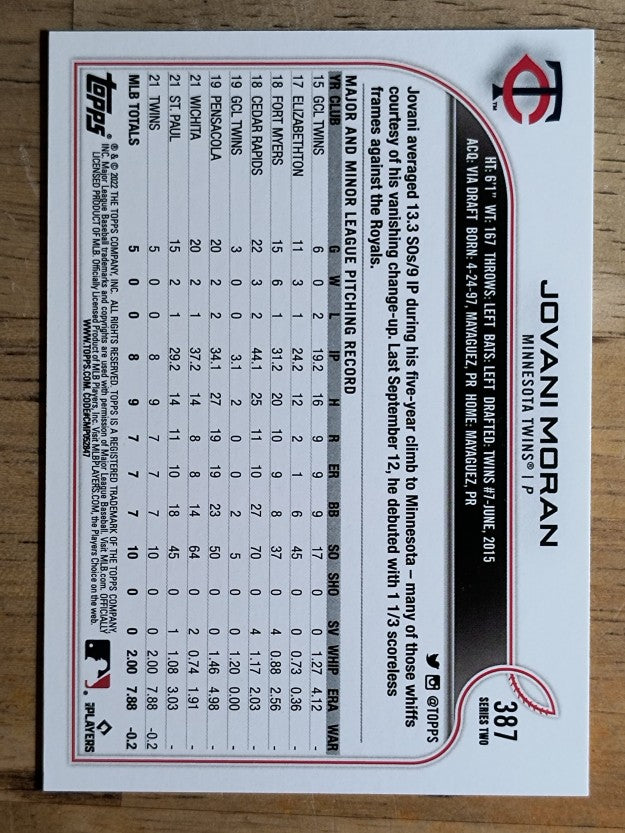 2022 Topps #387 Jovani Moran RC
