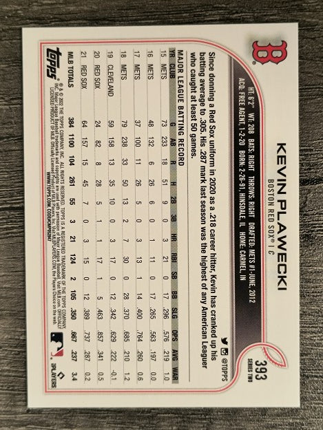 2022 Topps #393 Kevin Plawecki
