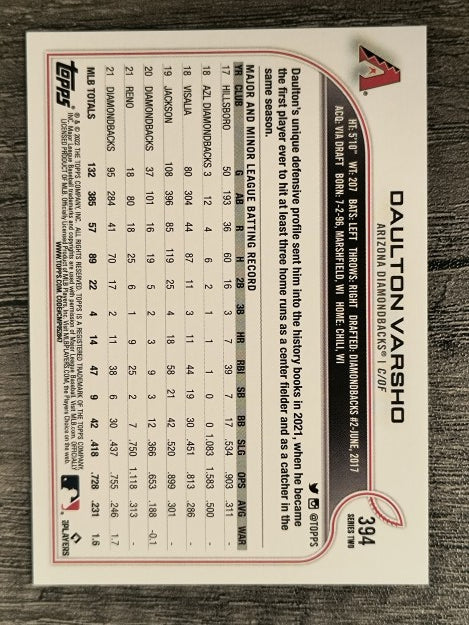 2022 Topps #394 Daulton Varsho