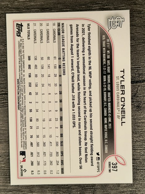 2022 Topps #397 Tyler O'Neill
