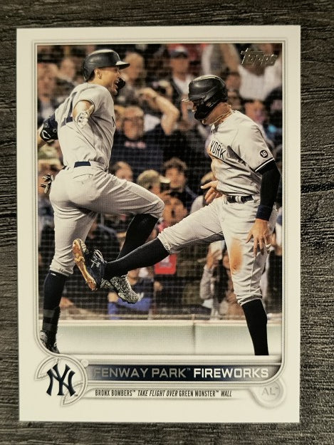 2022 Topps #399 Fenway Park Fireworks/Aaron Judge/Giancarlo Stanton