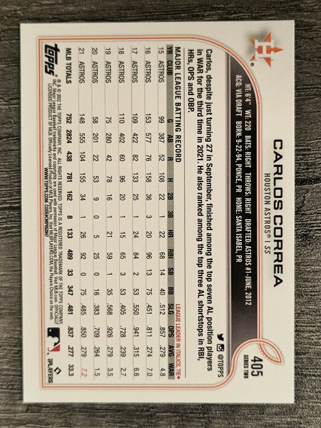 2022 Topps #405 Carlos Correa
