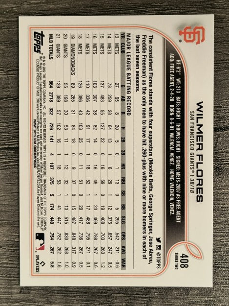 2022 Topps #408 Wilmer Flores