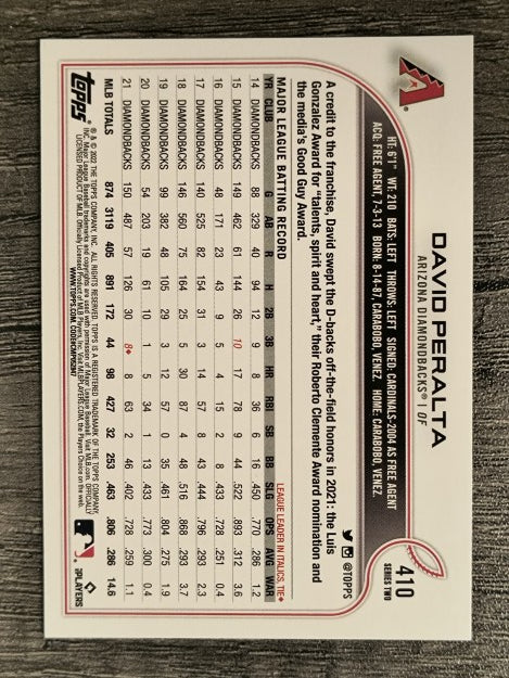2022 Topps #410 David Peralta
