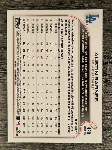 2022 Topps #420 Austin Barnes