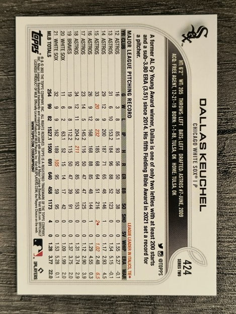 2022 Topps #424 Dallas Keuchel
