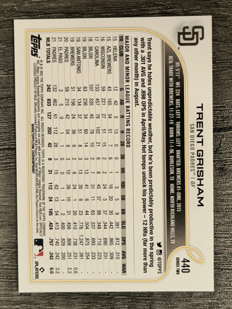 2022 Topps #440 Trent Grisham