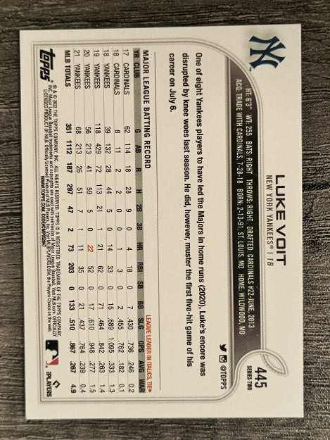 2022 Topps #445 Luke Voit