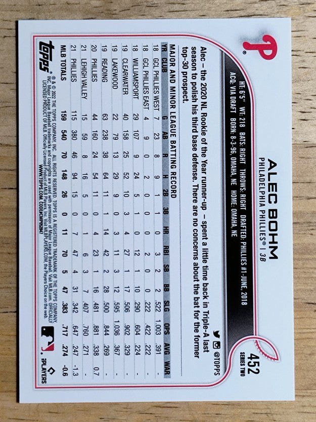 2022 Topps #452 Alec Bohm