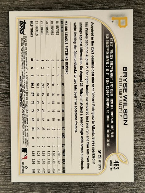 2022 Topps #463 Bryse Wilson