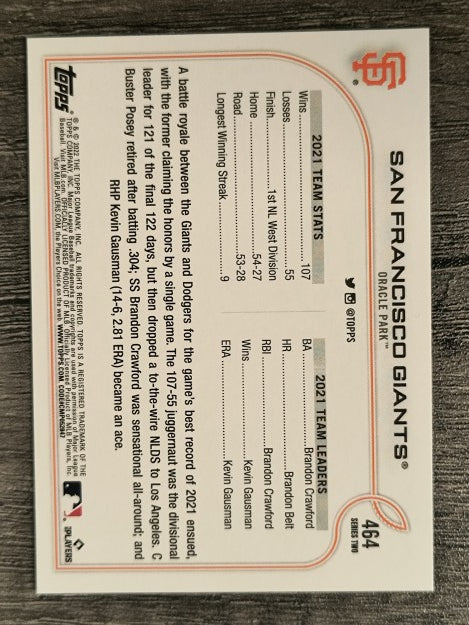 2022 Topps #464 San Francisco Giants