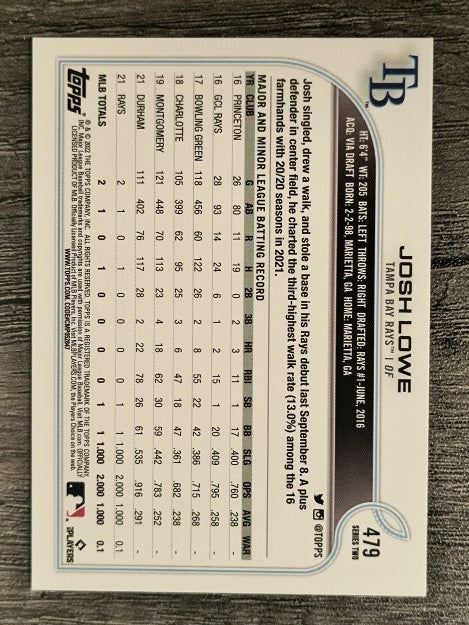 2022 Topps #479 Josh Lowe RC