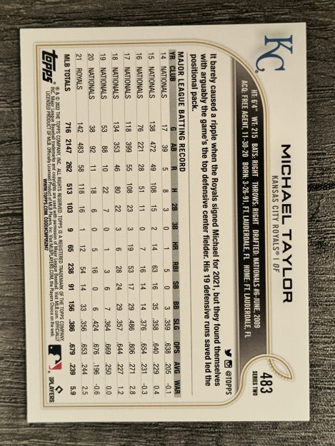 2022 Topps #483 Michael Taylor